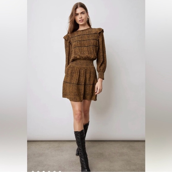 NWT Rails Faren Mini Dress reg $250 in Sepia Color - Picture 3 of 12